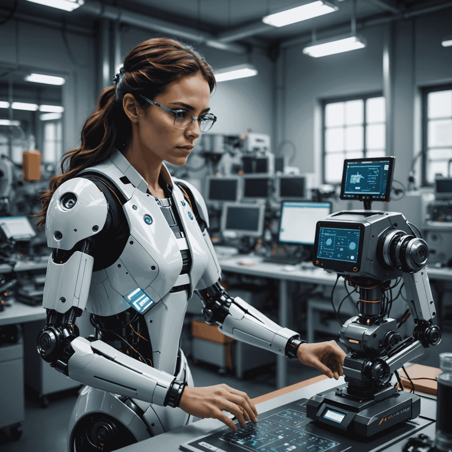 Ana Sofia López programando un robot en un laboratorio